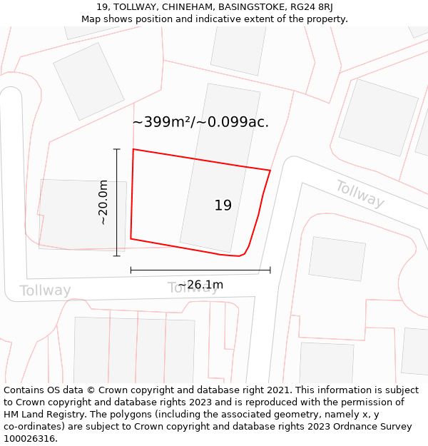 19, TOLLWAY, CHINEHAM, BASINGSTOKE, RG24 8RJ: Plot and title map