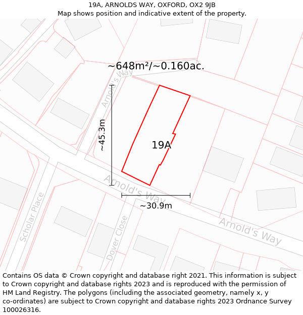 19A, ARNOLDS WAY, OXFORD, OX2 9JB: Plot and title map