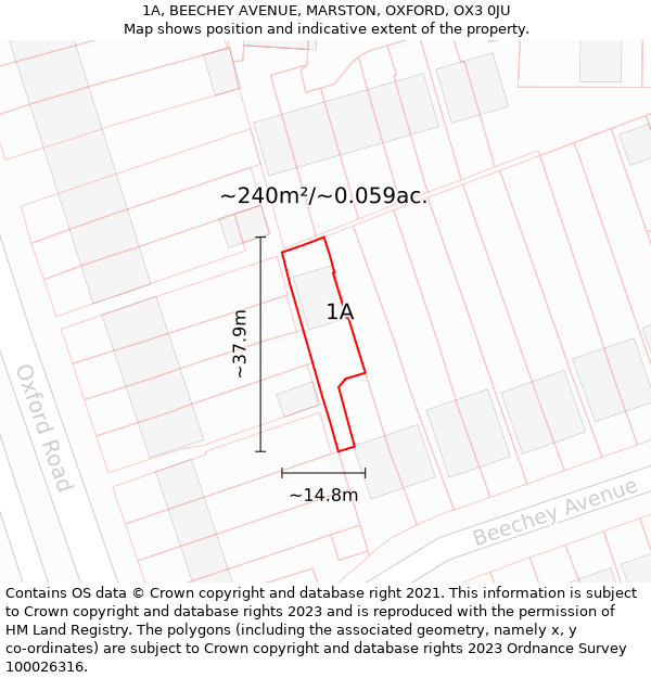 1A, BEECHEY AVENUE, MARSTON, OXFORD, OX3 0JU: Plot and title map