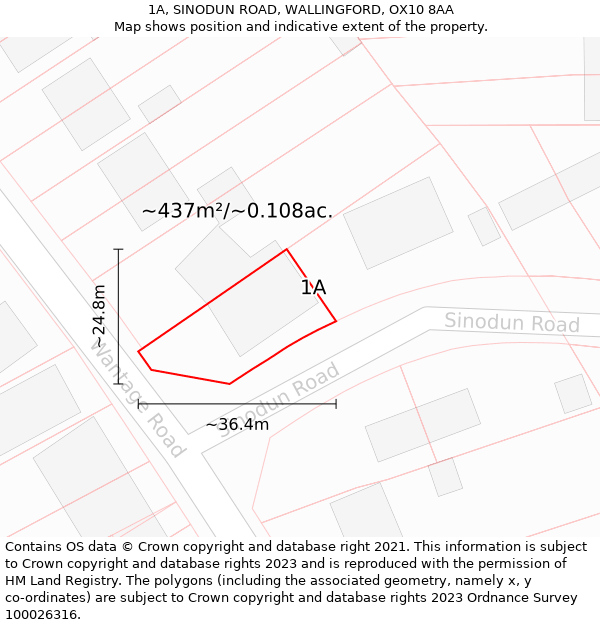 1A, SINODUN ROAD, WALLINGFORD, OX10 8AA: Plot and title map