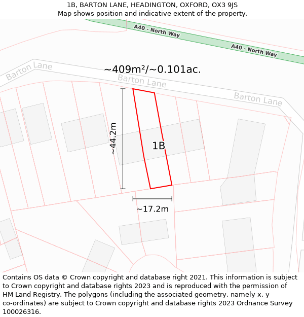 1B, BARTON LANE, HEADINGTON, OXFORD, OX3 9JS: Plot and title map