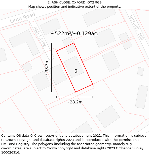2, ASH CLOSE, OXFORD, OX2 9GS: Plot and title map