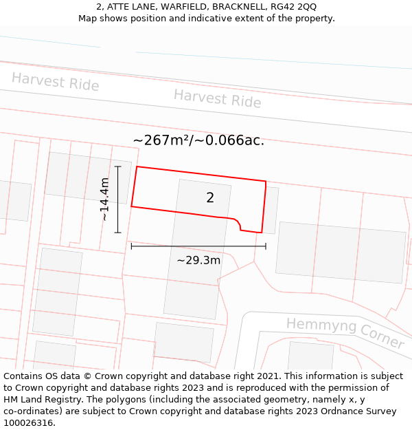 2, ATTE LANE, WARFIELD, BRACKNELL, RG42 2QQ: Plot and title map