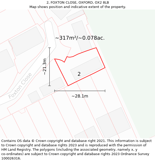 2, FOXTON CLOSE, OXFORD, OX2 8LB: Plot and title map