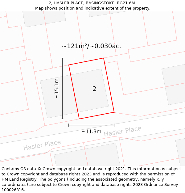 2, HASLER PLACE, BASINGSTOKE, RG21 6AL: Plot and title map