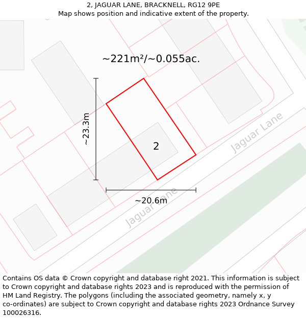 2, JAGUAR LANE, BRACKNELL, RG12 9PE: Plot and title map