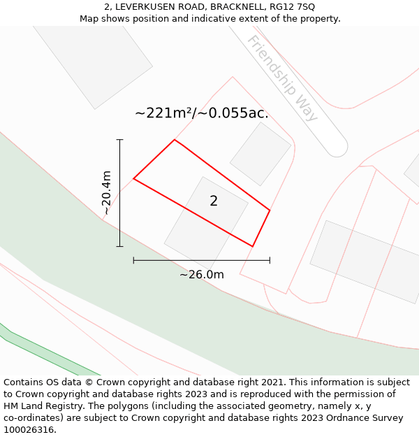 2, LEVERKUSEN ROAD, BRACKNELL, RG12 7SQ: Plot and title map