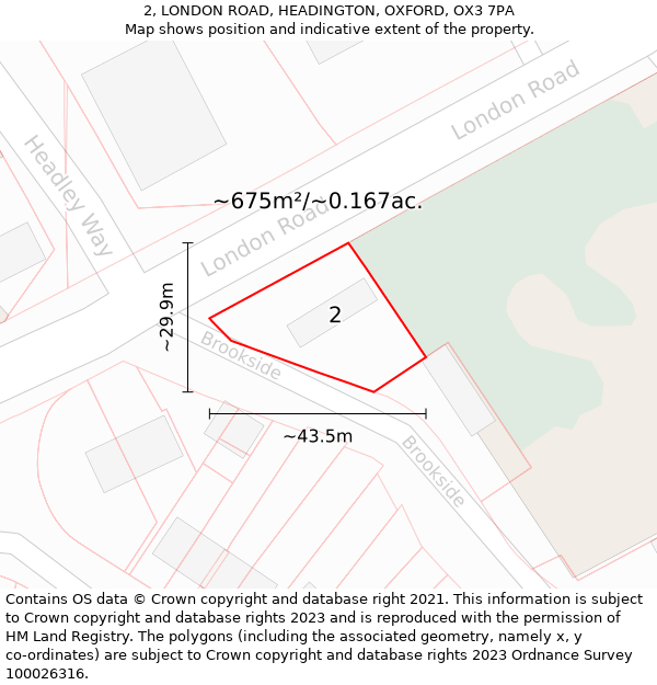 2, LONDON ROAD, HEADINGTON, OXFORD, OX3 7PA: Plot and title map