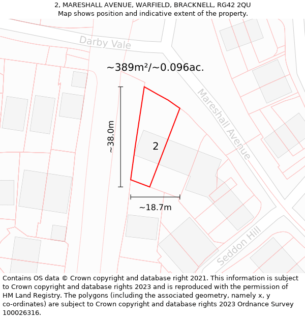 2, MARESHALL AVENUE, WARFIELD, BRACKNELL, RG42 2QU: Plot and title map