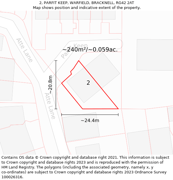 2, PARFIT KEEP, WARFIELD, BRACKNELL, RG42 2AT: Plot and title map