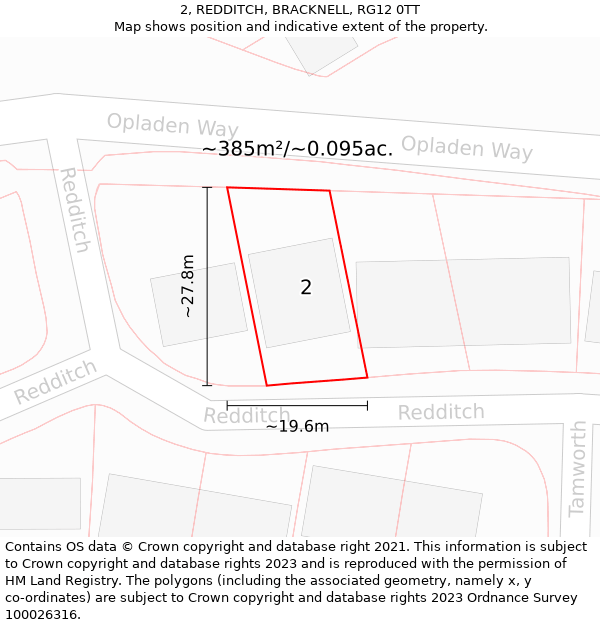 2, REDDITCH, BRACKNELL, RG12 0TT: Plot and title map