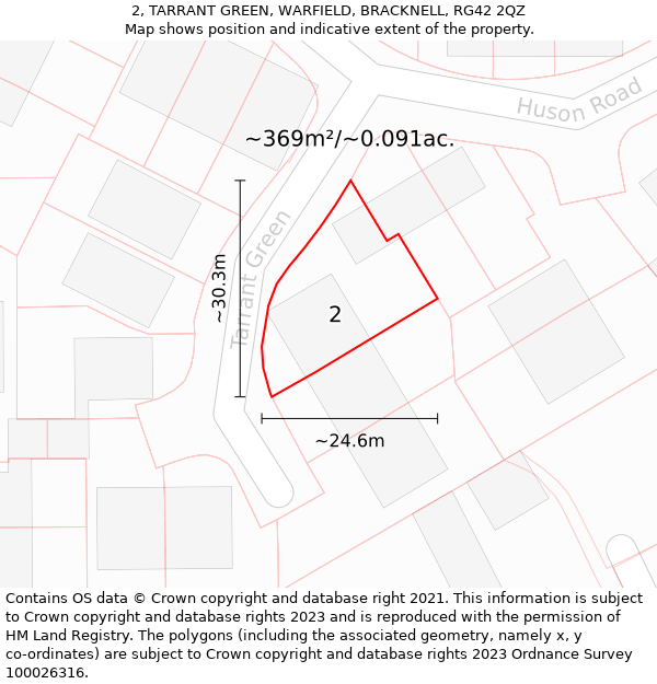 2, TARRANT GREEN, WARFIELD, BRACKNELL, RG42 2QZ: Plot and title map