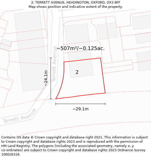 2, TERRETT AVENUE, HEADINGTON, OXFORD, OX3 8FF: Plot and title map