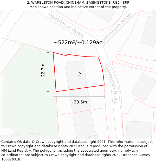 2, WARBLETON ROAD, CHINEHAM, BASINGSTOKE, RG24 8RF: Plot and title map