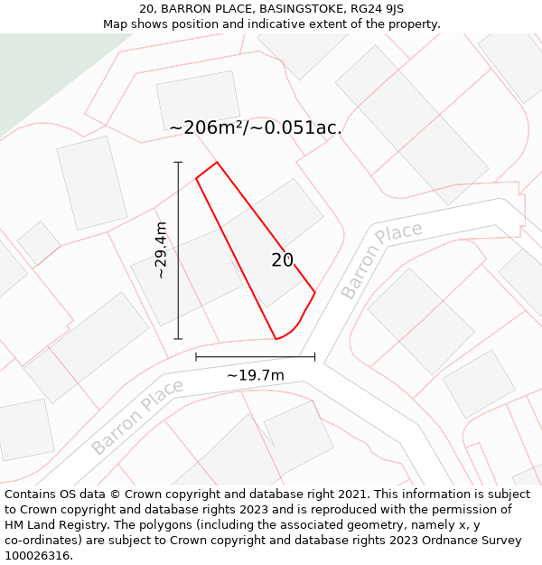 20, BARRON PLACE, BASINGSTOKE, RG24 9JS: Plot and title map