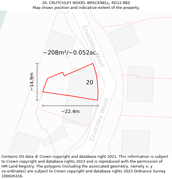 20, CRUTCHLEY WOOD, BRACKNELL, RG12 8BZ: Plot and title map