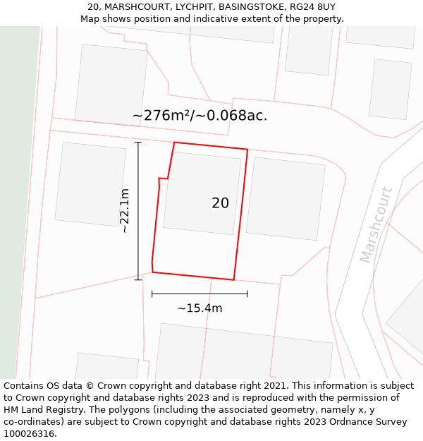 20, MARSHCOURT, LYCHPIT, BASINGSTOKE, RG24 8UY: Plot and title map