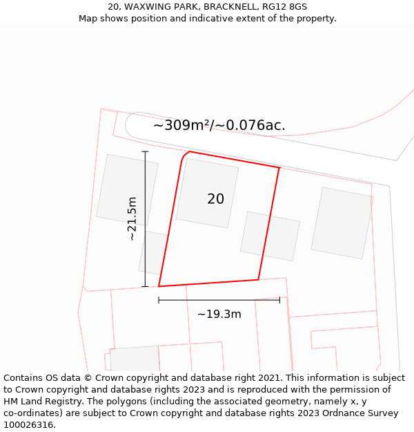 20, WAXWING PARK, BRACKNELL, RG12 8GS: Plot and title map