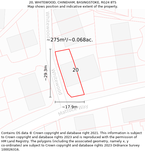 20, WHITEWOOD, CHINEHAM, BASINGSTOKE, RG24 8TS: Plot and title map