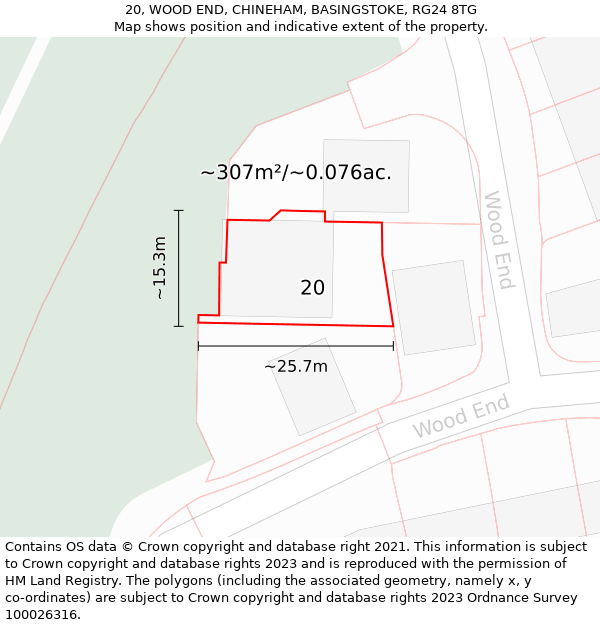 20, WOOD END, CHINEHAM, BASINGSTOKE, RG24 8TG: Plot and title map