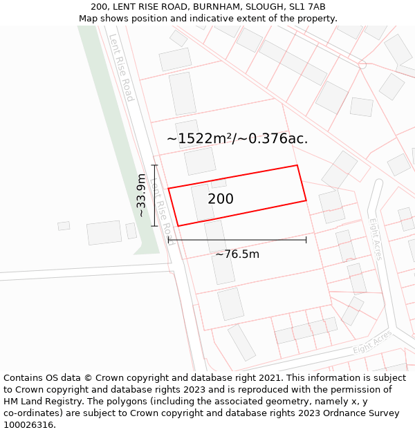 200, LENT RISE ROAD, BURNHAM, SLOUGH, SL1 7AB: Plot and title map