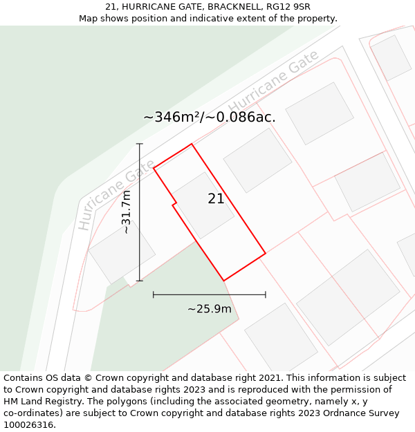 21, HURRICANE GATE, BRACKNELL, RG12 9SR: Plot and title map