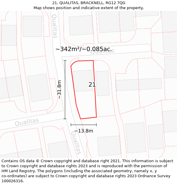 21, QUALITAS, BRACKNELL, RG12 7QG: Plot and title map