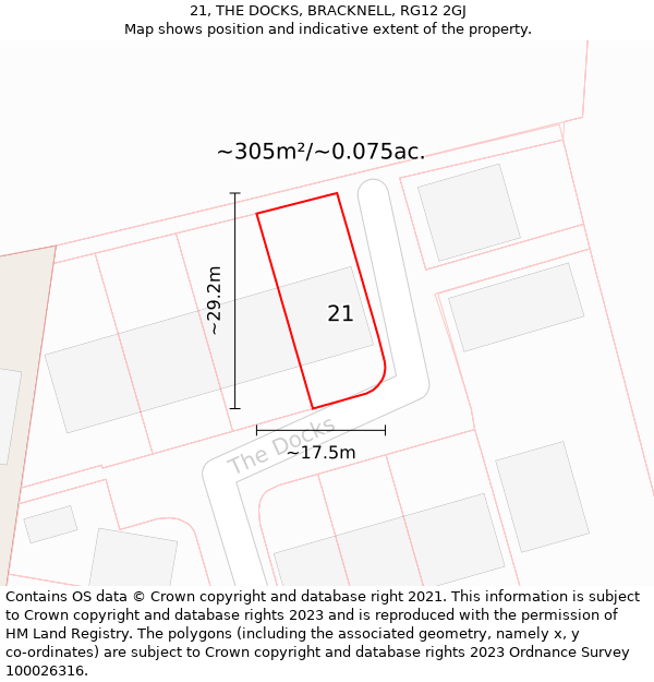 21, THE DOCKS, BRACKNELL, RG12 2GJ: Plot and title map