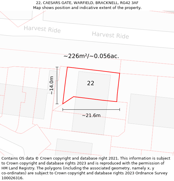 22, CAESARS GATE, WARFIELD, BRACKNELL, RG42 3AF: Plot and title map