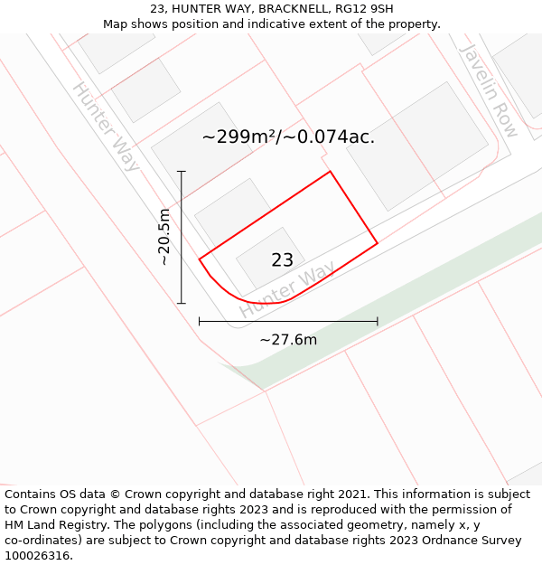 23, HUNTER WAY, BRACKNELL, RG12 9SH: Plot and title map