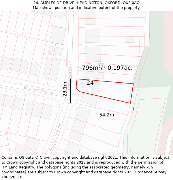 24, AMBLESIDE DRIVE, HEADINGTON, OXFORD, OX3 0AQ: Plot and title map