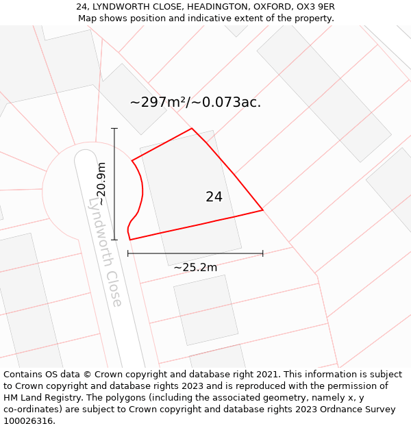 24, LYNDWORTH CLOSE, HEADINGTON, OXFORD, OX3 9ER: Plot and title map