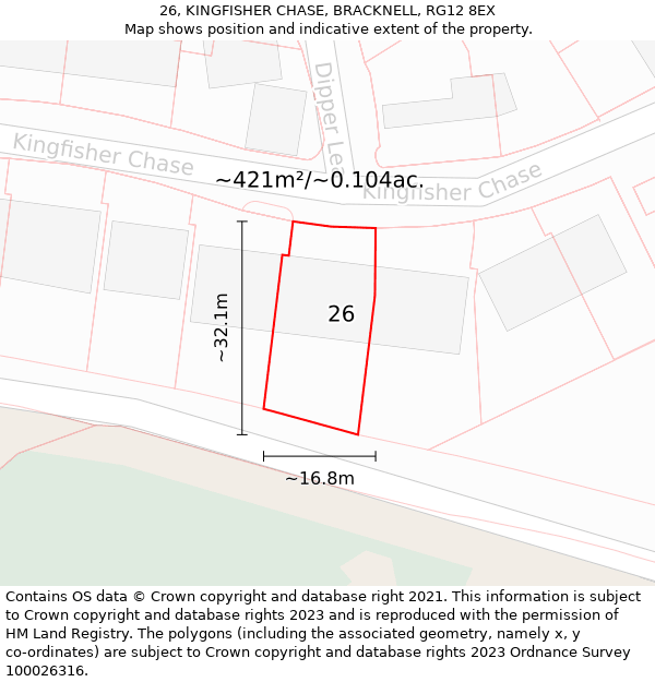 26, KINGFISHER CHASE, BRACKNELL, RG12 8EX: Plot and title map