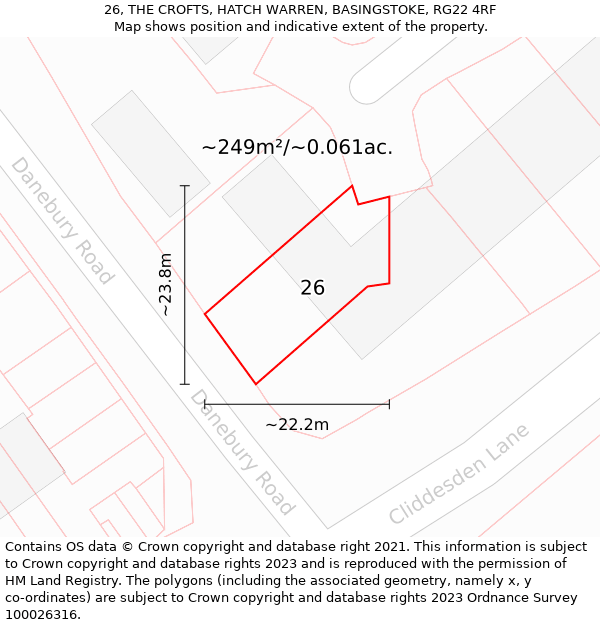 26, THE CROFTS, HATCH WARREN, BASINGSTOKE, RG22 4RF: Plot and title map