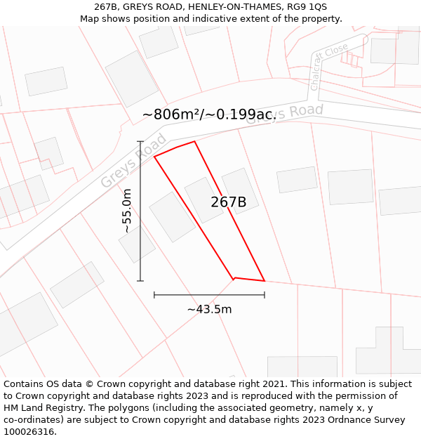 267B, GREYS ROAD, HENLEY-ON-THAMES, RG9 1QS: Plot and title map