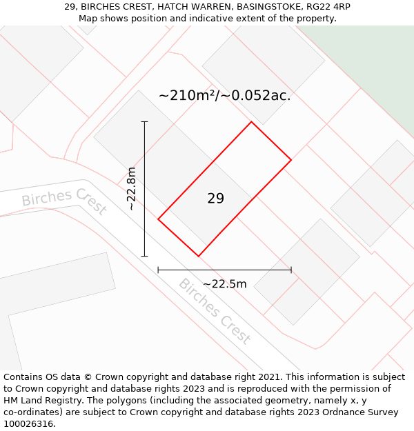 29, BIRCHES CREST, HATCH WARREN, BASINGSTOKE, RG22 4RP: Plot and title map