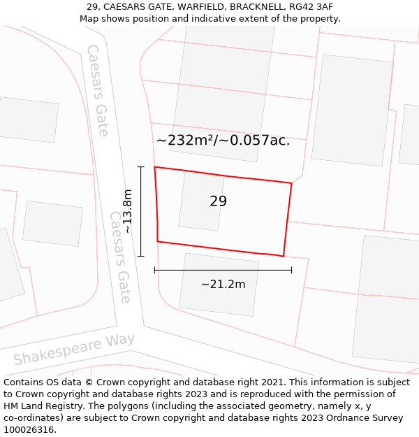 29, CAESARS GATE, WARFIELD, BRACKNELL, RG42 3AF: Plot and title map