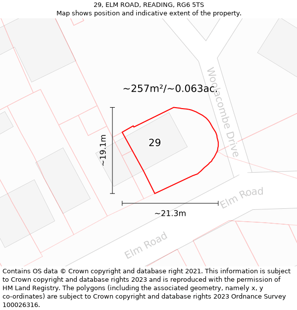 29, ELM ROAD, READING, RG6 5TS: Plot and title map