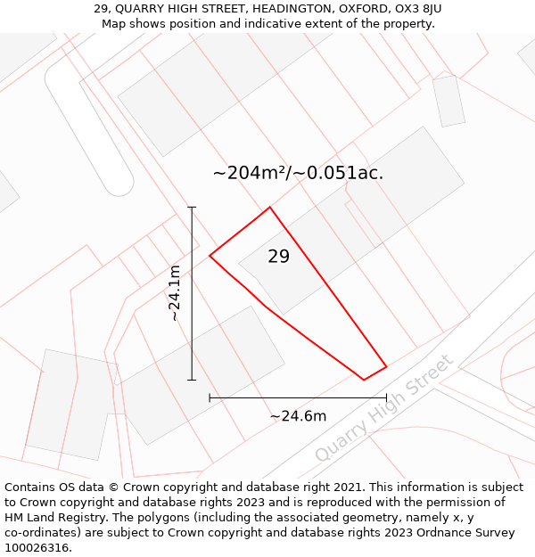 29, QUARRY HIGH STREET, HEADINGTON, OXFORD, OX3 8JU: Plot and title map