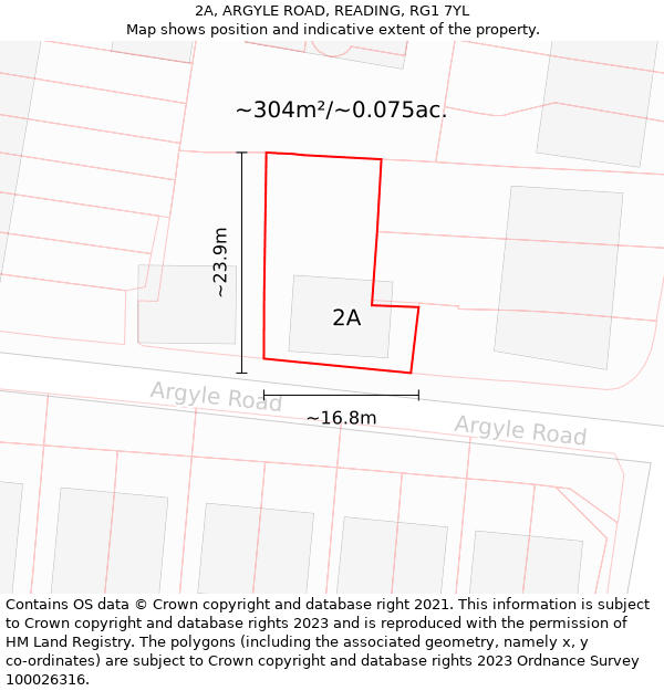2A, ARGYLE ROAD, READING, RG1 7YL: Plot and title map