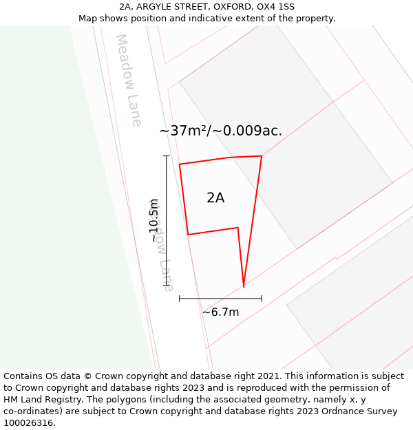2A, ARGYLE STREET, OXFORD, OX4 1SS: Plot and title map