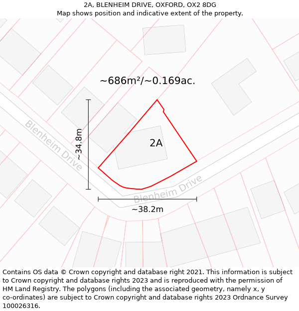 2A, BLENHEIM DRIVE, OXFORD, OX2 8DG: Plot and title map