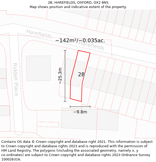 2B, HAREFIELDS, OXFORD, OX2 8NS: Plot and title map