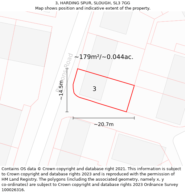 3, HARDING SPUR, SLOUGH, SL3 7GG: Plot and title map