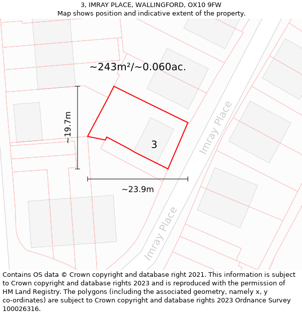 3, IMRAY PLACE, WALLINGFORD, OX10 9FW: Plot and title map