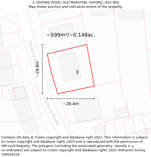 3, OXFORD ROAD, OLD MARSTON, OXFORD, OX3 0PQ: Plot and title map
