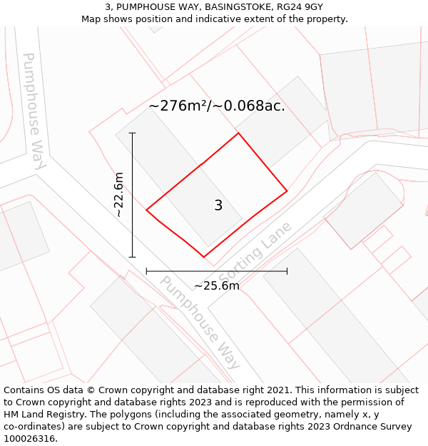 3, PUMPHOUSE WAY, BASINGSTOKE, RG24 9GY: Plot and title map