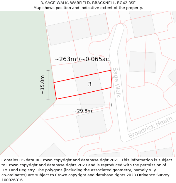 3, SAGE WALK, WARFIELD, BRACKNELL, RG42 3SE: Plot and title map