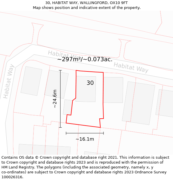 30, HABITAT WAY, WALLINGFORD, OX10 9FT: Plot and title map