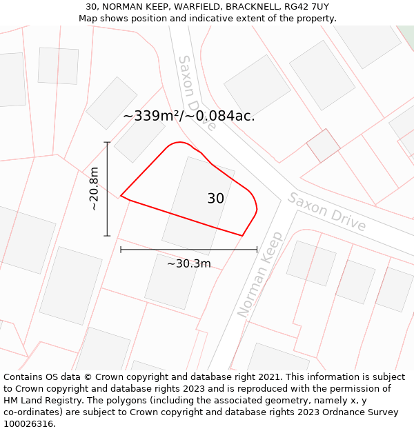 30, NORMAN KEEP, WARFIELD, BRACKNELL, RG42 7UY: Plot and title map